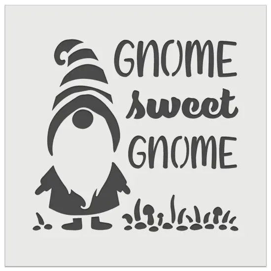 Gnome Sweet Gnome Home Striped Hat Wall Cookie DIY Craft Reusable Stencil {2}