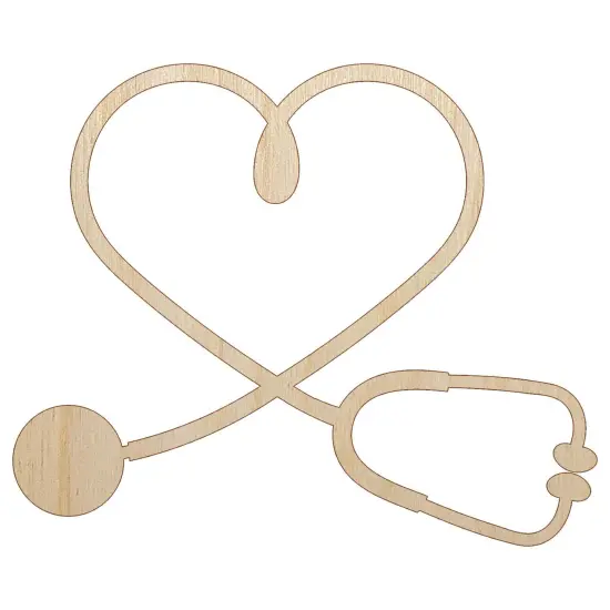 Nurse Doctor Heart Shaped Stethoscope Unfinished Wood Shape Piece Cutout for DIY Craft Projects {7}