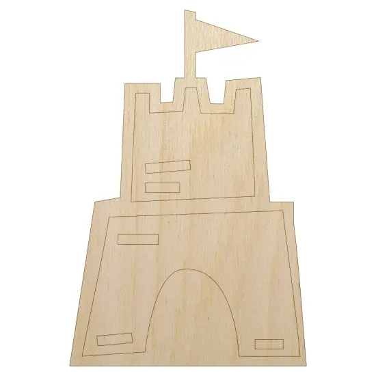 Sand Castle Doodle Unfinished Wood Shape Piece Cutout for DIY Craft Projects {7}