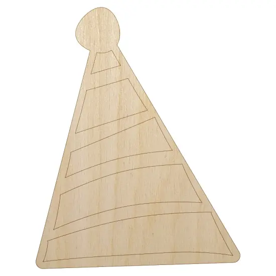 Striped Birthday Hat Unfinished Wood Shape Piece Cutout for DIY Craft Projects {1}