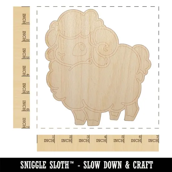 Fluffy Ram Cute Unfinished Wood Shape Piece Cutout for DIY Craft Projects {1}