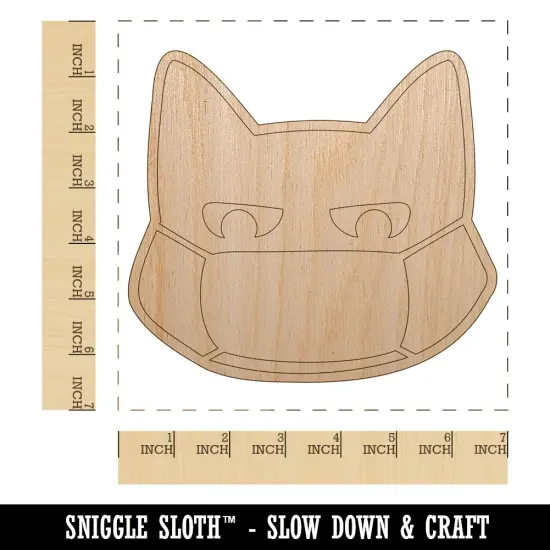 Judgmental Cat Wearing Mask Unfinished Wood Shape Piece Cutout for DIY Craft Projects {1}