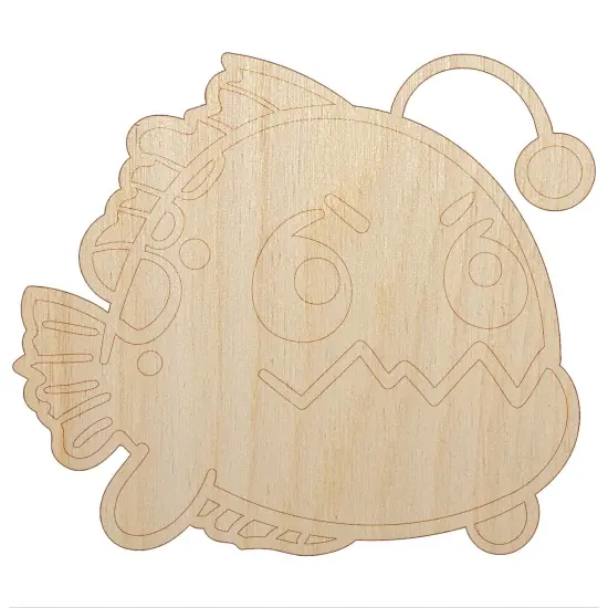 Kawaii Anglerfish Unfinished Wood Shape Piece Cutout for DIY Craft Projects {7}
