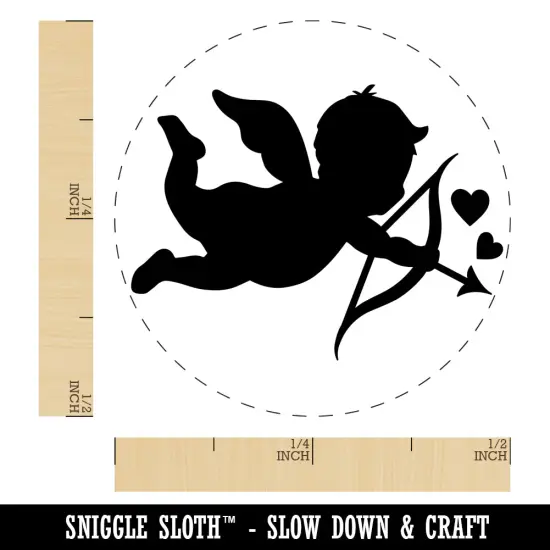 Cupid with Arrow Hearts Valentine's Day Silhouette Self-Inking Rubber Stamp for Stamping Crafting Planners Pink {1}