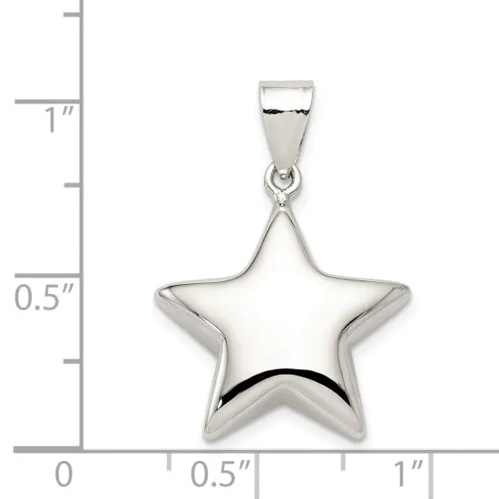 Sterling Silver Star Charm Pendant Celestial Jewelry 27mm x 19mm {5}