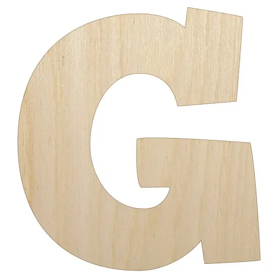 Letter G Uppercase Fun Bold Font Unfinished Wood Shape Piece Cutout for DIY Craft Projects {1}