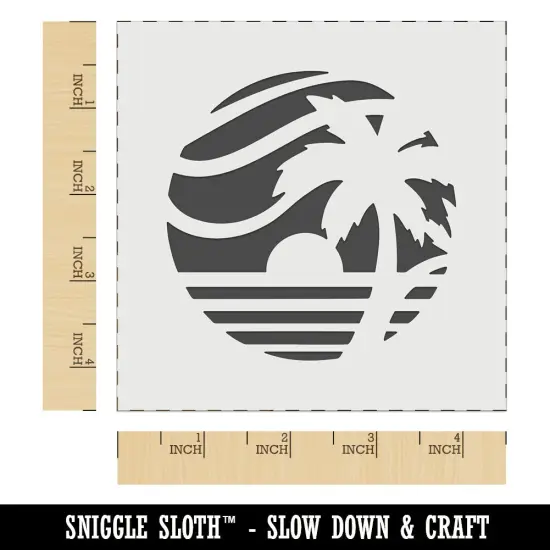 Beach Sunset Scene Tropical Ocean Wall Cookie DIY Craft Reusable Stencil {7}
