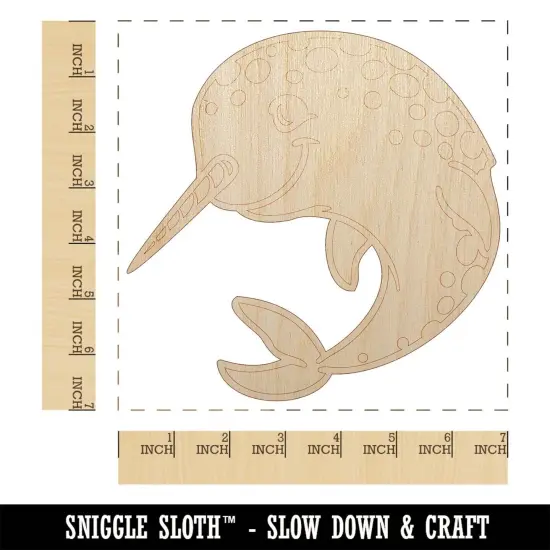 Cheery Spotted Narwhal Unfinished Wood Shape Piece Cutout for DIY Craft Projects {1}