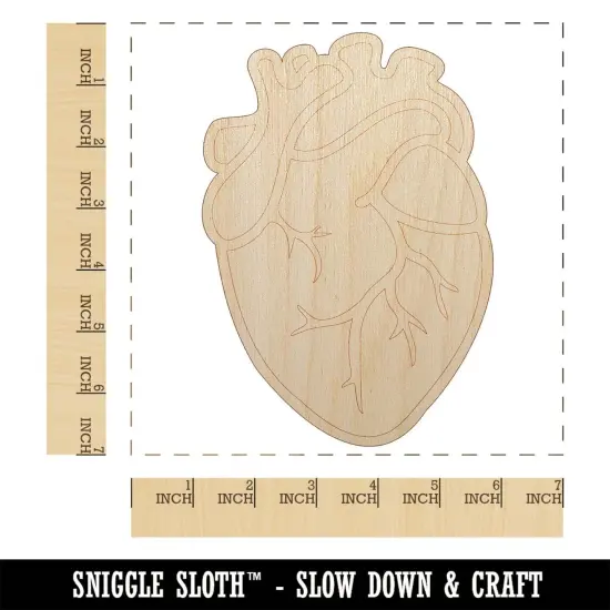 Realistic Human Heart Unfinished Wood Shape Piece Cutout for DIY Craft Projects {1}