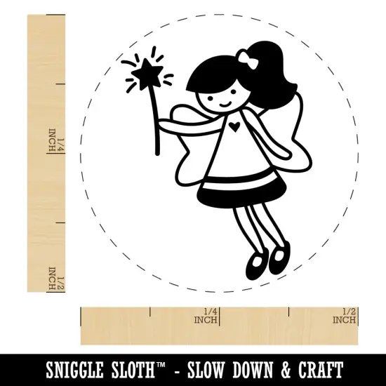 Sweet Fairy with Wand Self-Inking Rubber Stamp for Stamping Crafting Planners Black {1}