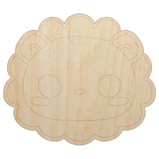 Charming Kawaii Chibi Lion Face Blushing Cheeks Unfinished Wood Shape Piece Cutout for DIY Craft Projects {7}