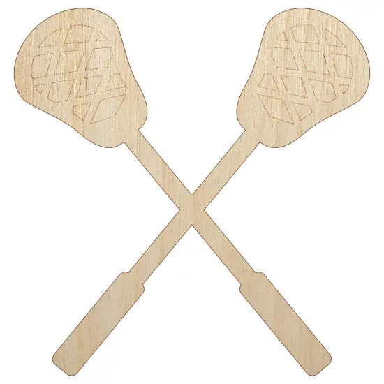 Crossed Lacrosse Sticks Unfinished Wood Shape Piece Cutout for DIY Craft Projects {7}