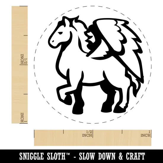 Mythical Winged Horse Pegasus Self-Inking Rubber Stamp for Stamping Crafting Planners Blue {1}