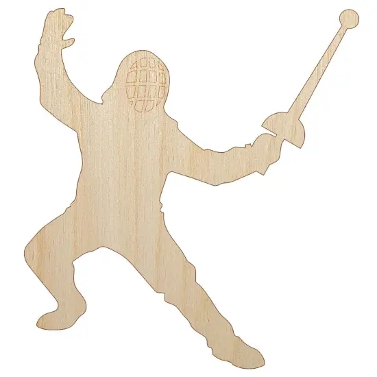 Fencer Holding Fencing Swords Unfinished Wood Shape Piece Cutout for DIY Craft Projects {7}