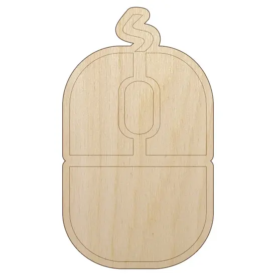 Computer Mouse Unfinished Wood Shape Piece Cutout for DIY Craft Projects {1}