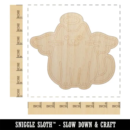 Cat Angel Unfinished Wood Shape Piece Cutout for DIY Craft Projects {1}