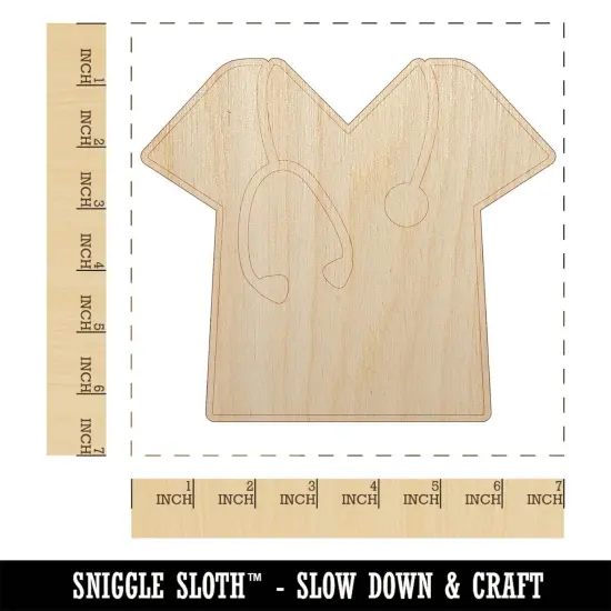 Medical Scrubs and Stethoscope Hospital Doctor Nurse Unfinished Wood Shape Piece Cutout for DIY Craft Projects {1}