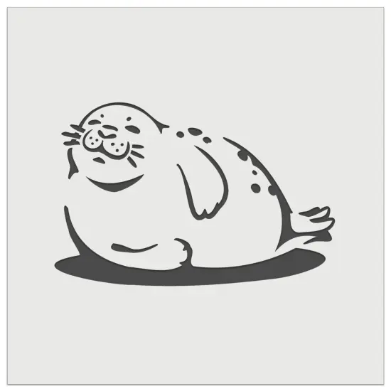Chubby Happy Seal Basking on Side Wall Cookie DIY Craft Reusable Stencil {7}