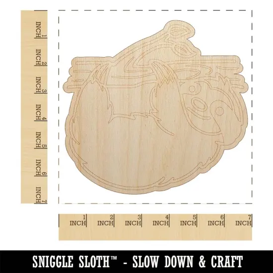 Sloth Hanging from a Branch Unfinished Wood Shape Piece Cutout for DIY Craft Projects {1}
