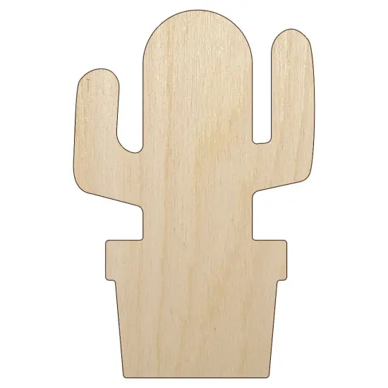 Cactus in Pot Solid Unfinished Wood Shape Piece Cutout for DIY Craft Projects {1}