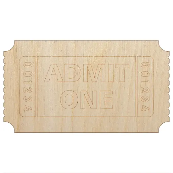 Classic Admit One Movie Raffle Ticket Unfinished Wood Shape Piece Cutout for DIY Craft Projects {7}