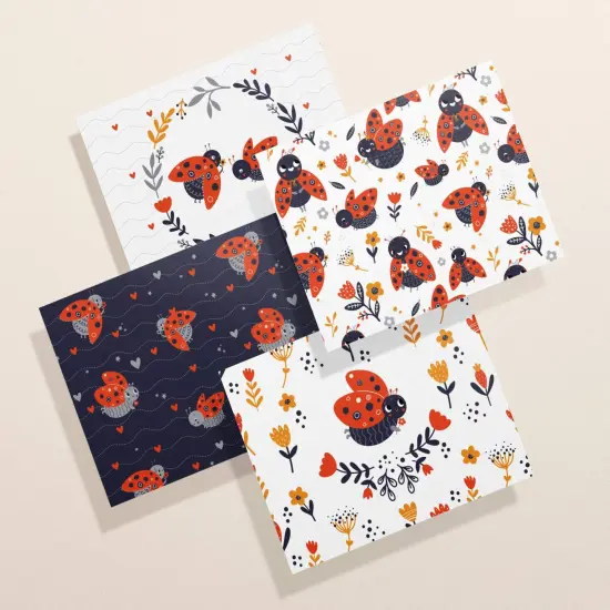 Ladybug Greeting Cards | Assorted Note Card Stationery Pack | Eco Friendly 12, 24 Cards {1}