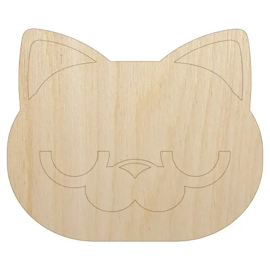 Round Cat Face Bored Unfinished Wood Shape Piece Cutout for DIY Craft Projects {2}