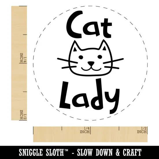 Cat Lady Cuteness Self-Inking Rubber Stamp for Stamping Crafting Planners Yellow {1}