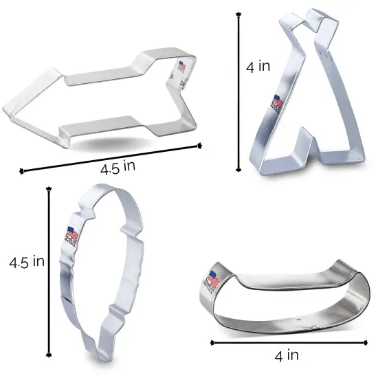 CookieCutter.Com Native Tribal Cookie Cutter Set - 4.5 in Feather, 4 in Canoe, 4 in Tepee, 4.5 in Arrow - USA Made - Cookie recipe included {2}