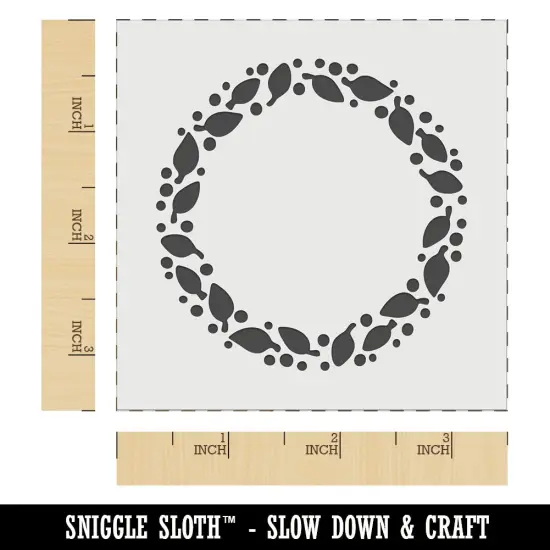 Leaves and Dots Round Border Wall Cookie DIY Craft Reusable Stencil {6}