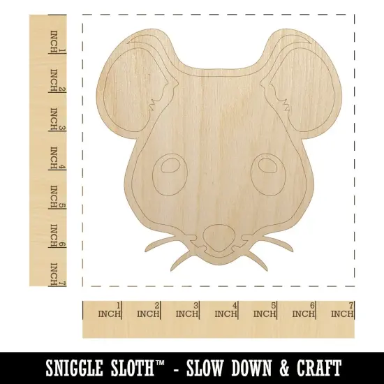 Cute Mouse Face Unfinished Wood Shape Piece Cutout for DIY Craft Projects {1}
