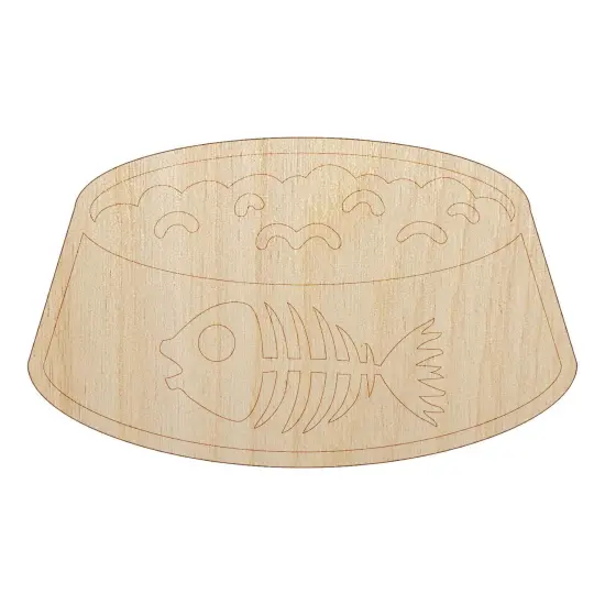 Cat Food Bowl Unfinished Wood Shape Piece Cutout for DIY Craft Projects {7}