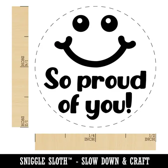So Proud of You Smiley Face Teacher School Motivation Self-Inking Rubber Stamp for Stamping Crafting Planners Sky Blue {1}