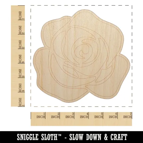 Rose Flower Solid Unfinished Wood Shape Piece Cutout for DIY Craft Projects {1}