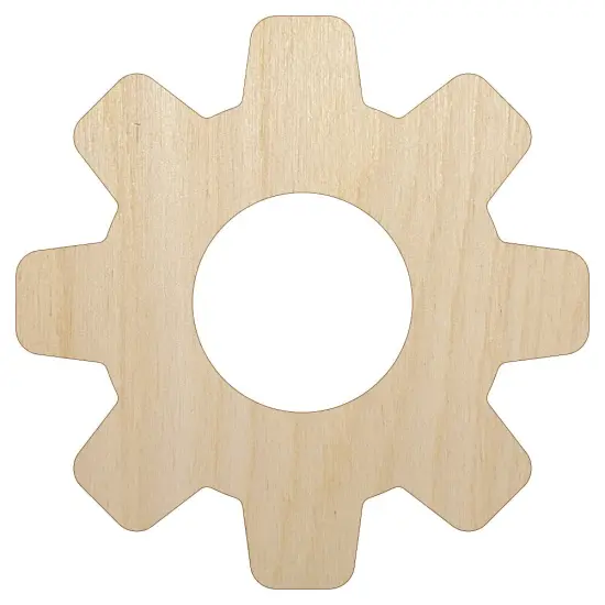 Gear Solid Unfinished Wood Shape Piece Cutout for DIY Craft Projects {1}