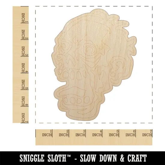 Zombie Undead Creepy Head Unfinished Wood Shape Piece Cutout for DIY Craft Projects {1}
