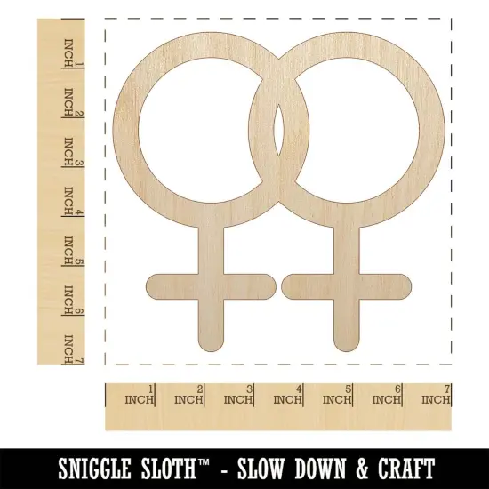 Doubled Female Sign Lesbian Gender Symbol Unfinished Wood Shape Piece Cutout for DIY Craft Projects {1}