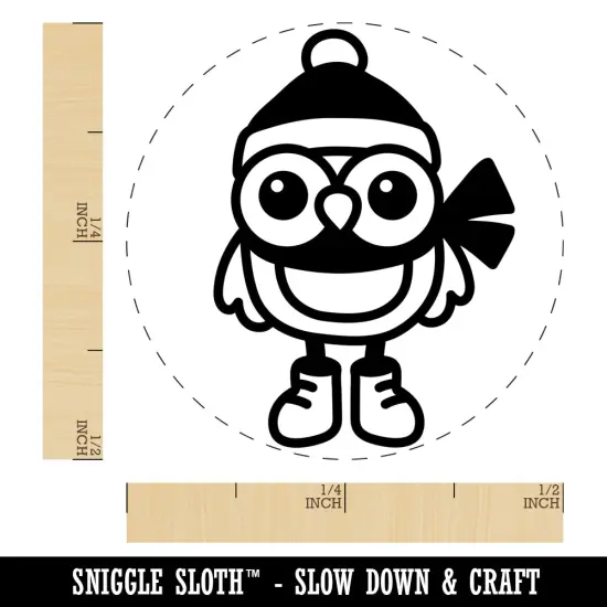 Winter Owl with Hat Scarf Self-Inking Rubber Stamp for Stamping Crafting Planners Purple {1}