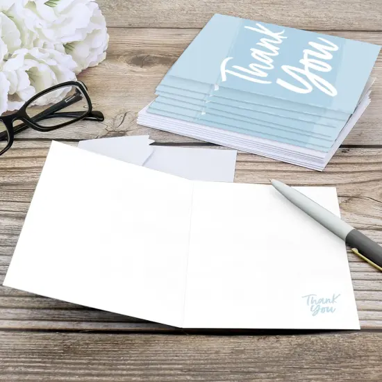 Big Dot of Happiness Dusty Blue Elegantly Simple - Guest Party Favors Thank You Cards (8 count) {6}