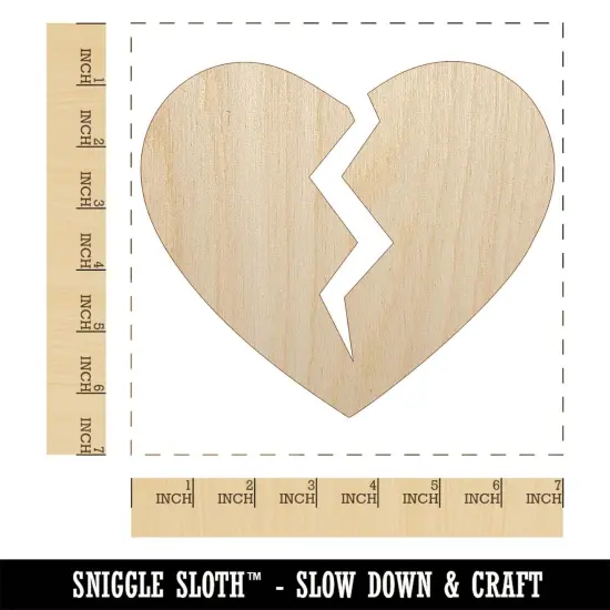 Broken Heart Love Unfinished Wood Shape Piece Cutout for DIY Craft Projects {1}