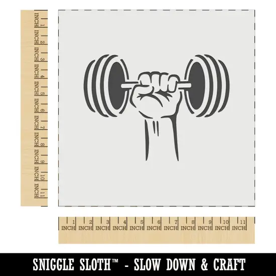 Hand Lifting Dumbbell Weightlifting Weights Gym Workout Wall Cookie DIY Craft Reusable Stencil {1}