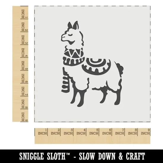 Cozy Llama Alpaca Wrapped with Scarf and Blanket Wall Cookie DIY Craft Reusable Stencil {1}