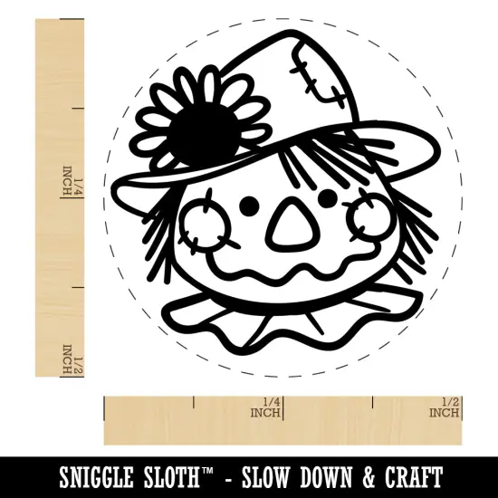 Cute Scarecrow Face Self-Inking Rubber Stamp for Stamping Crafting Planners Orange {1}