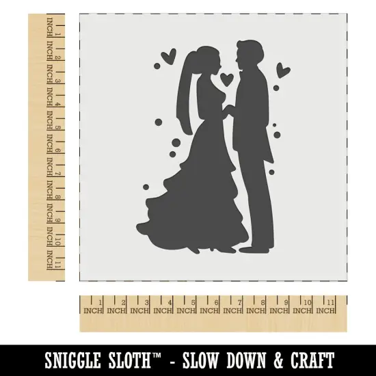 Bride and Groom Wedding Silhouette Wall Cookie DIY Craft Reusable Stencil {1}