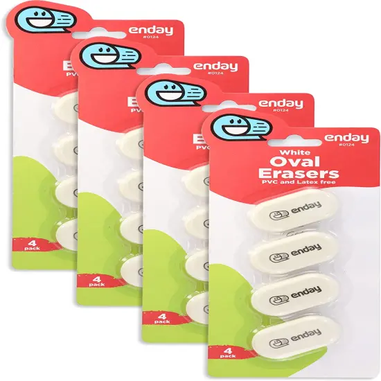 Enday Oval Eraser White 4 Pack {1}