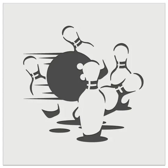Bowling Ball Knocking Over Bowling Pins Wall Cookie DIY Craft Reusable Stencil {7}