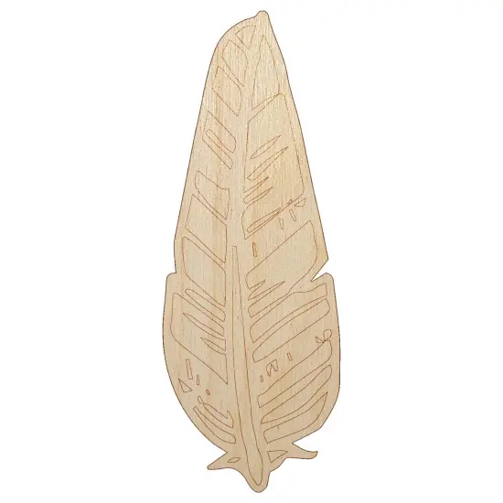 Hand Drawn Artsy Feather Unfinished Wood Shape Piece Cutout for DIY Craft Projects {7}