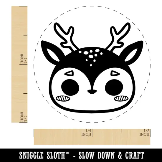 Charming Kawaii Chibi Deer Face Blushing Cheeks Self-Inking Rubber Stamp for Stamping Crafting Planners Orange {1}