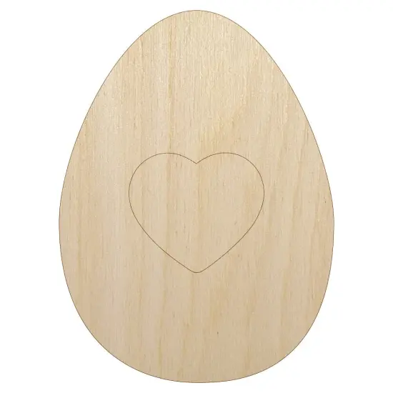 Heart in Egg Unfinished Wood Shape Piece Cutout for DIY Craft Projects {1}