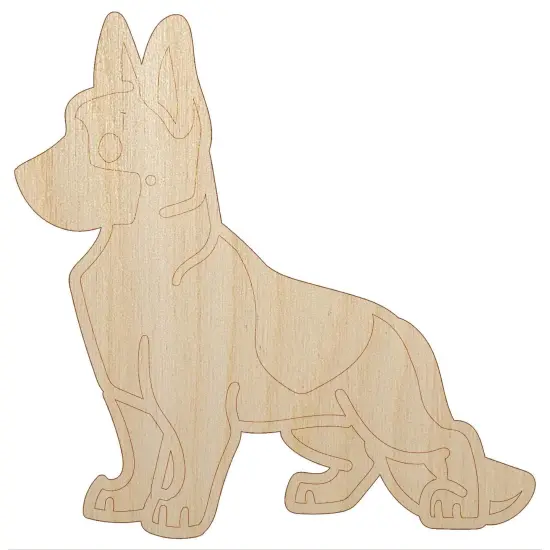 German Shepherd Standing Dog Unfinished Wood Shape Piece Cutout for DIY Craft Projects {7}